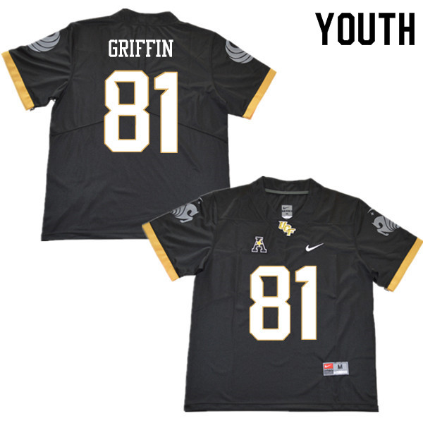 Youth #81 Jaylon Griffin UCF Knights College Football Jerseys Sale-Black - Click Image to Close